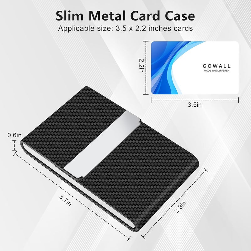 GOWALL Black Carbon Business Card Holder with Magnetic Closure, Slim Metal PU Business Card Case for Men Women, 3.7 x 2.3 inches RFID Blocking Credit Cards Holder for Pocket or Bag Storage - Image 5